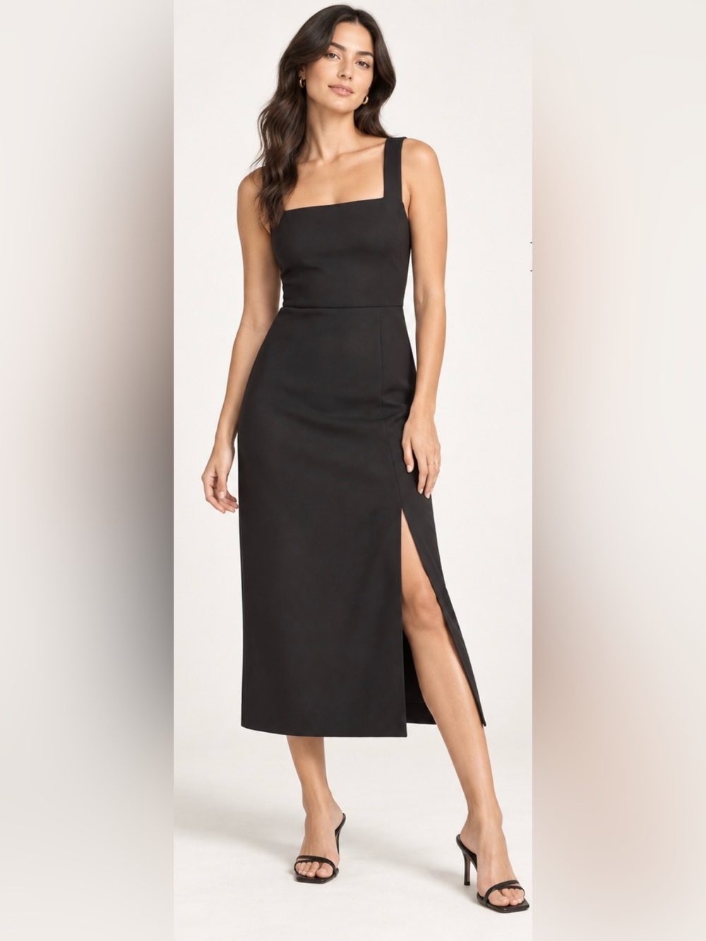 Babaton by Aritzia ’90s Slit Midi Dress – Black – Size 8